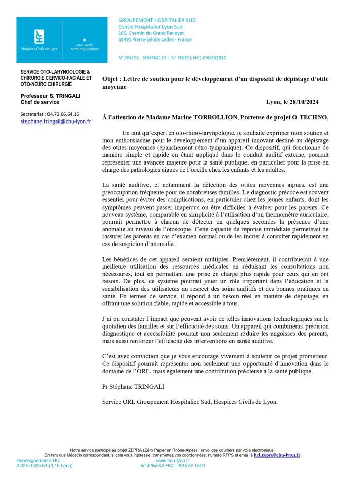 Lettre de soutien HCL